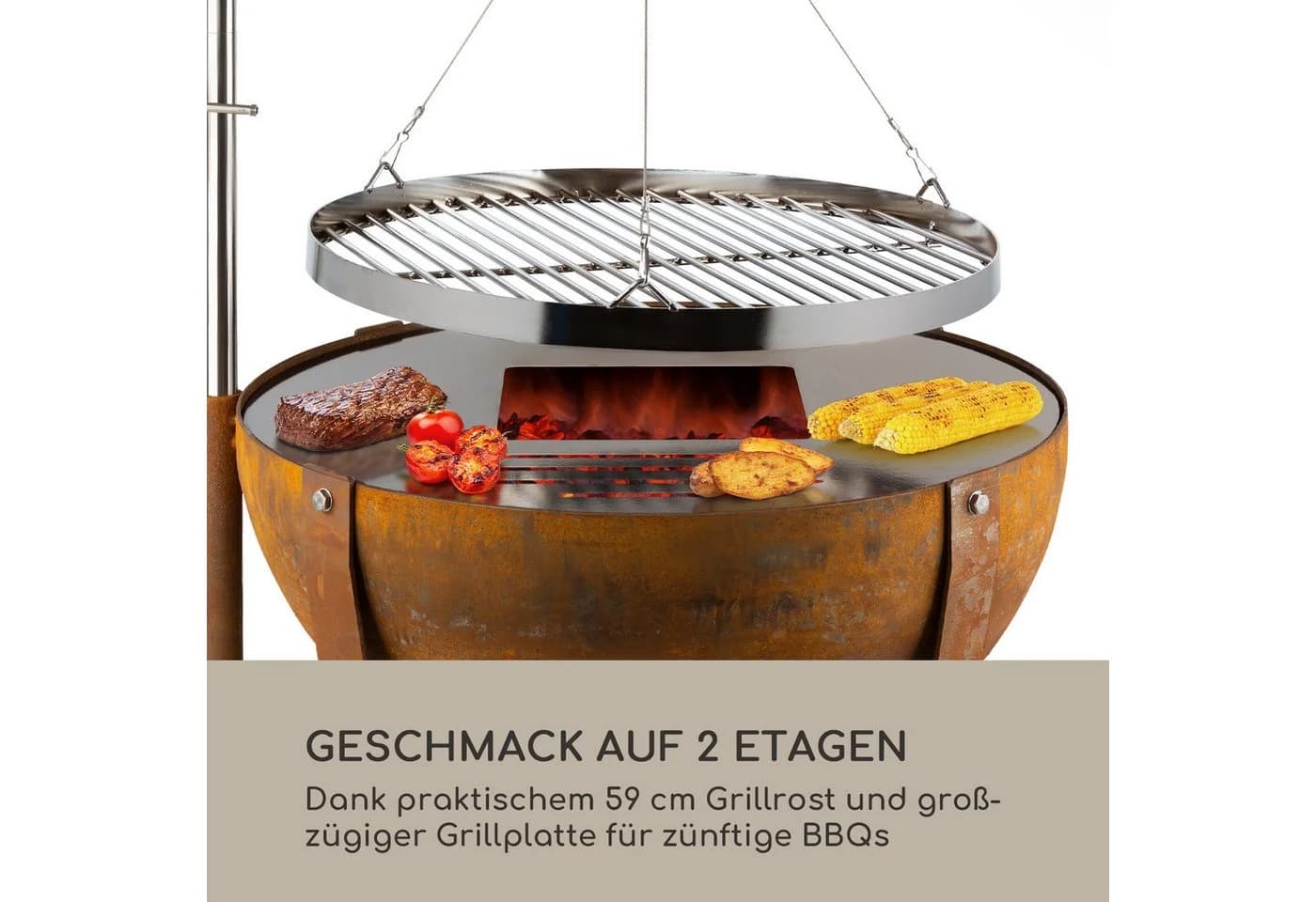 Blumfeldt Fire Globe Feuerschale mit Grill 60 cm Stahl - Bild 4
