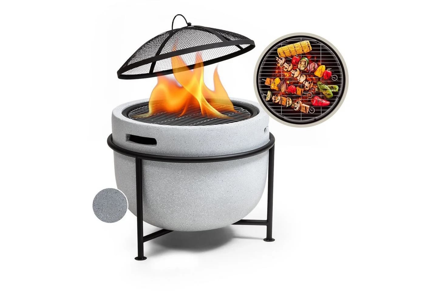 blumfeldt Feuerschale Grail Set Grau MGO Stahl mit Grillrost - Bild 2
