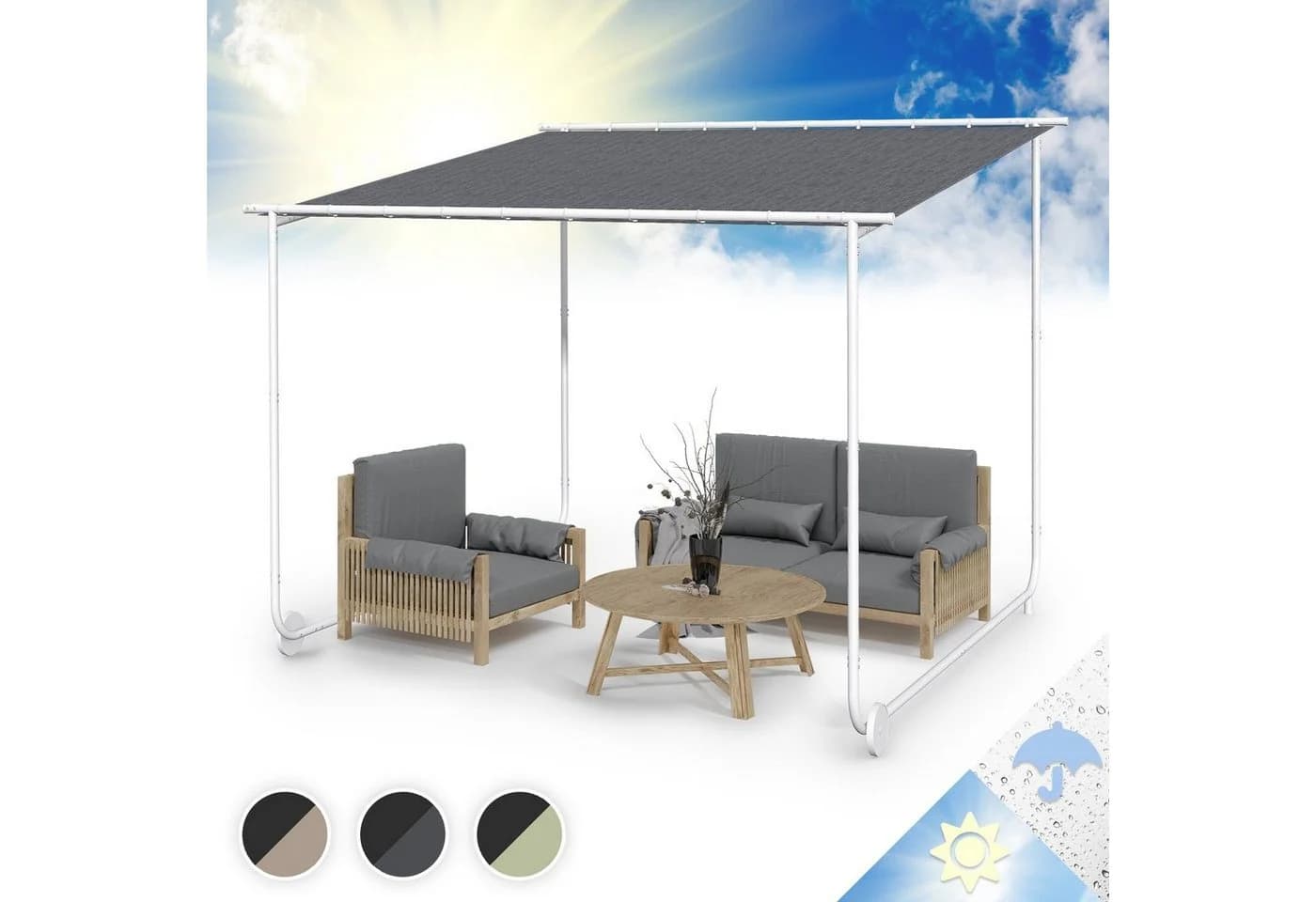 blumfeldt Pavillon Gazebo Nantes Wheeled Grau mit Rollen - Bild 2