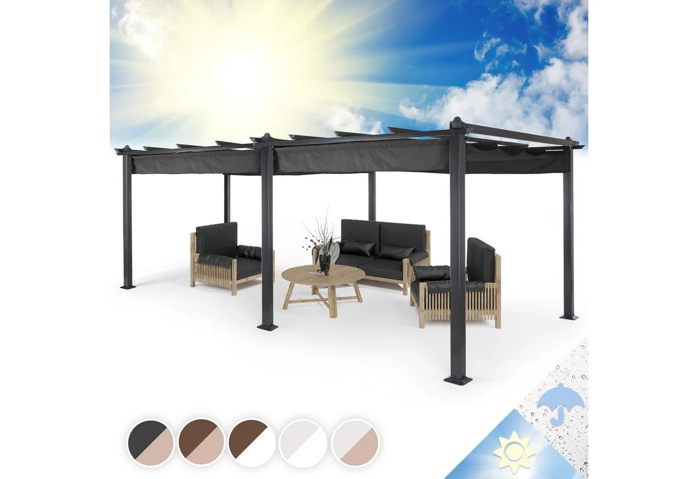 Blumfeldt Pavillon Pantheon 3x6m Grau Aluminium - Bild 2