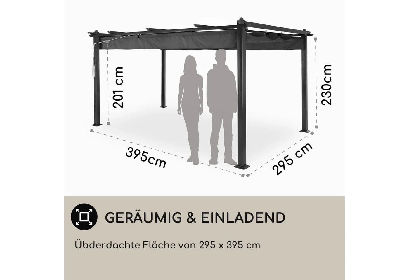 Blumfeldt Pavillon Pantheon 3x4 m Aluminium Grau Terrassenüberdachung - Bild 5