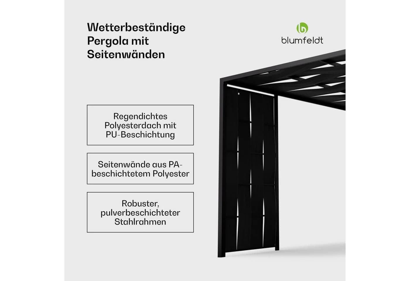 blumfeldt Pavillon Shade Cove 3x3m Pergola Set mit Seitenwänden - Bild 3