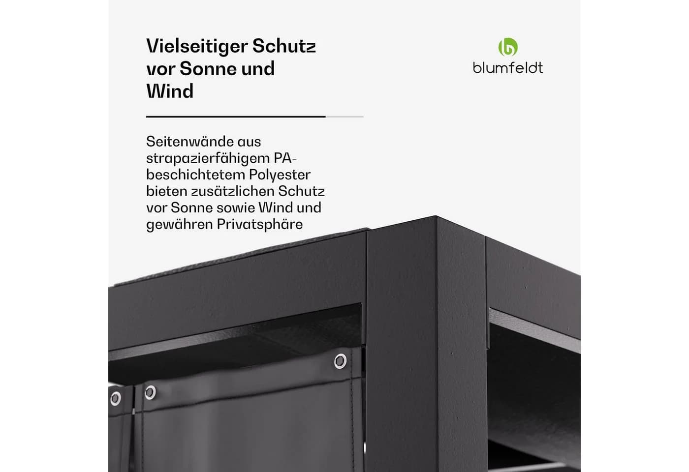 blumfeldt Pavillon Shade Cove 3x3m Pergola Set mit Seitenwänden - Bild 5