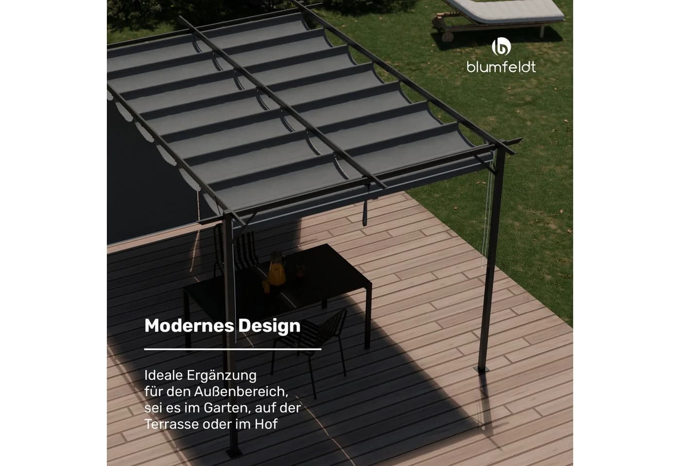 Blumfeldt Pavillon Pantheon Robust Pergola 3x4m Grau - Bild 4
