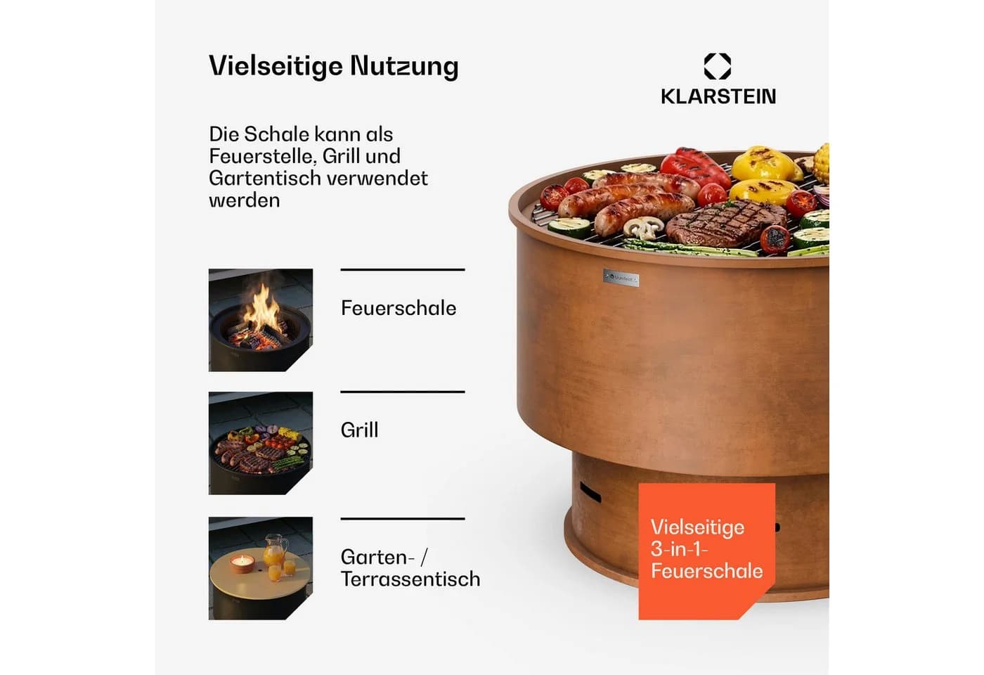 blumfeldt Feuerschale Pompeji Smokeless Stahl Braun - Bild 3