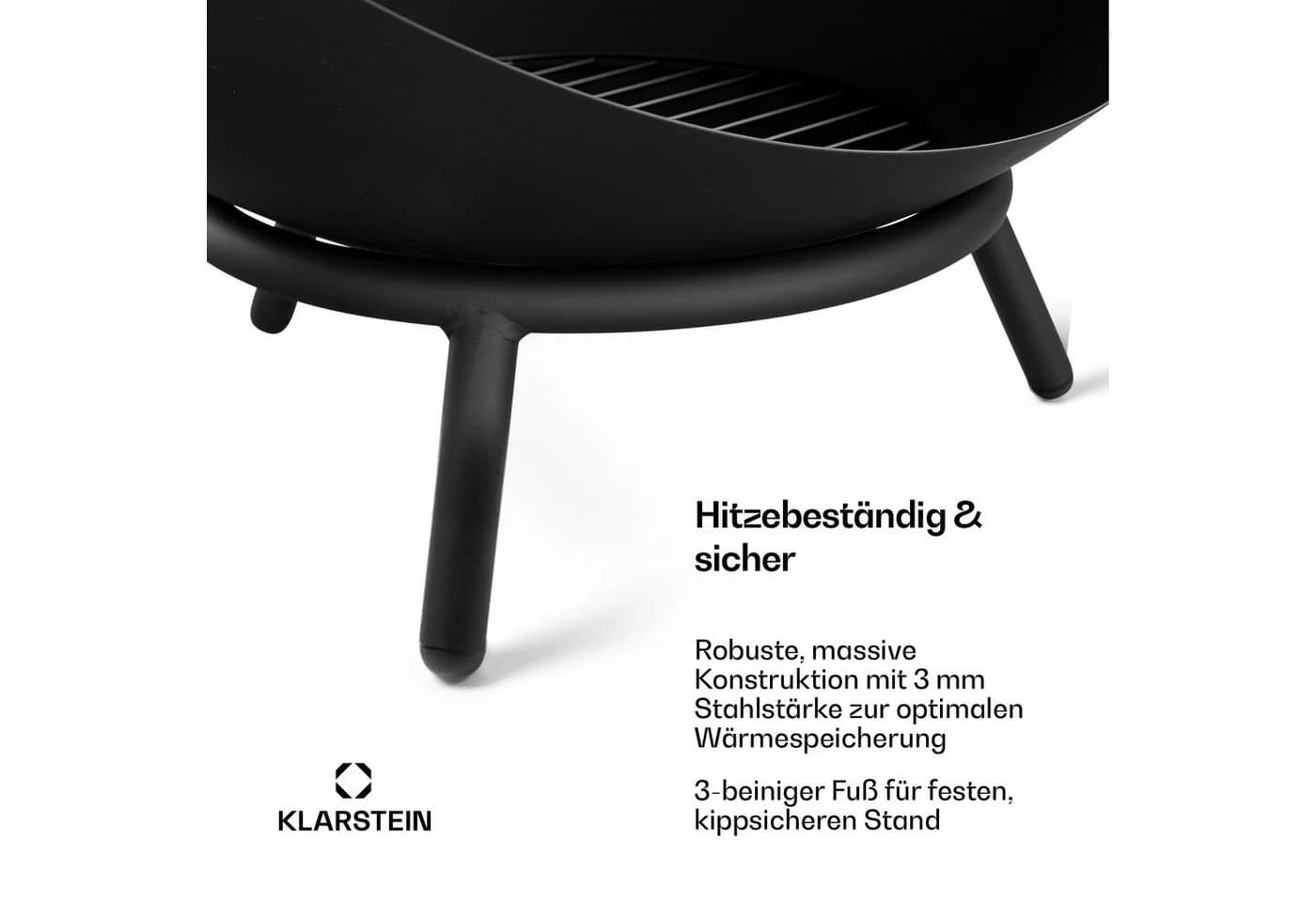 Klarstein Feuerschale Fireball 66 cm Schwarz Stahl - Bild 5