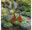 Posiwio Metall-Gänse Gartenstecker Rostlook Braune Dekoration Bild 1