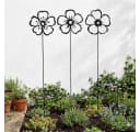 Posiwio Gartenstecker 3er Set Blumen Schwarz Metall Bild 1