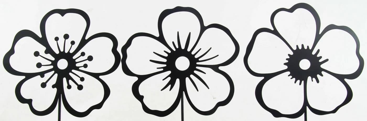 Posiwio Gartenstecker 3er Set Blumen Schwarz Metall - Bild 3