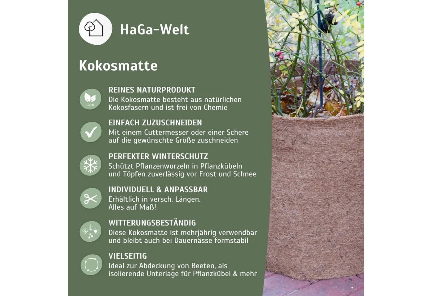 HaGa Kokosmatte 0,5m Breite 800g/m² - Bild 4
