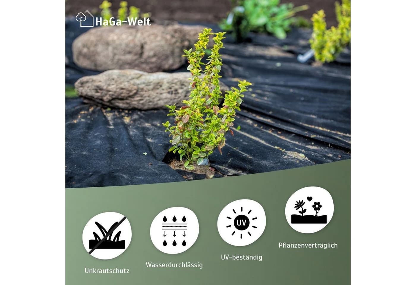HaGa Unkrautvlies 200g/m² UV-Stabilisiert Gartenvlies Meterware
