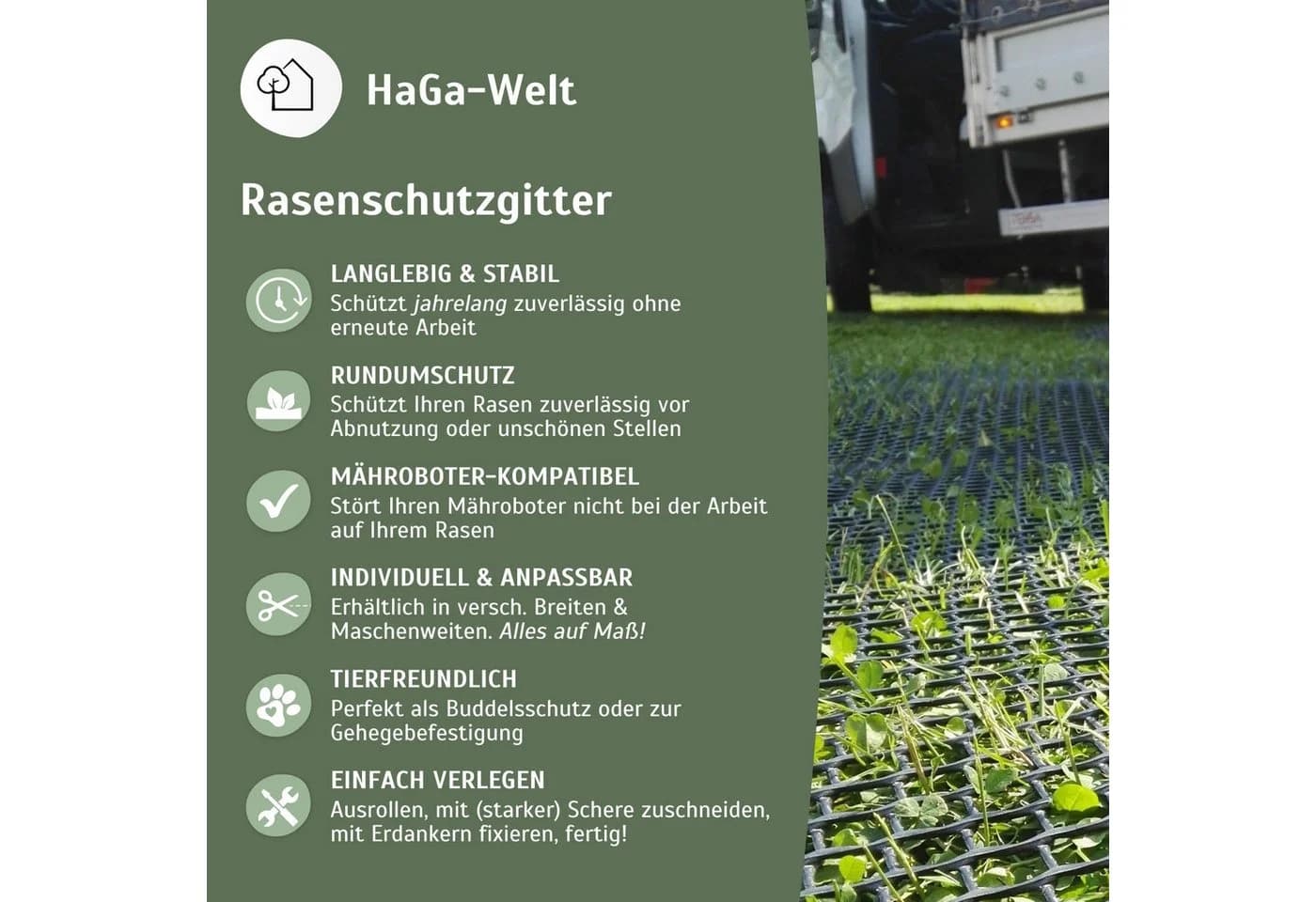 HaGa Rasenschutzgitter Grün 1,3m Breite - Bild 4