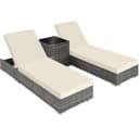 tectake Gartenliege Nautica Grau mit Beistelltisch und verstellbarer Rückenlehne Bild 1