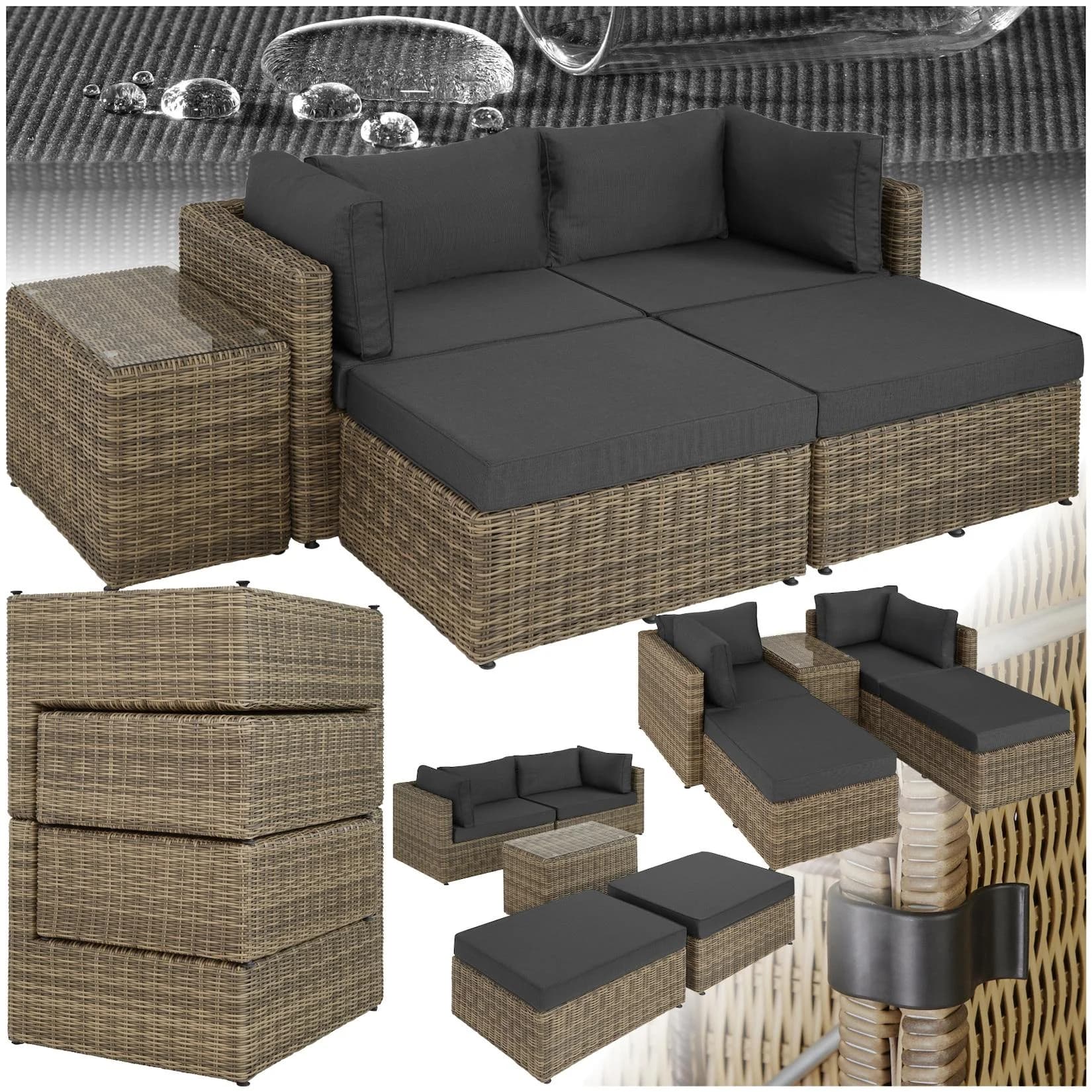 TecTake Aluminium Rattan Lounge Set Wetterfest UV-beständig