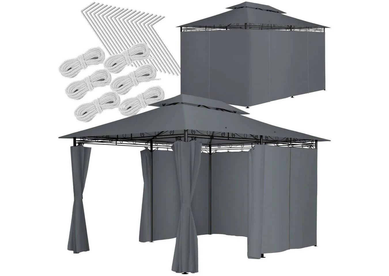 tectake® Gartenpavillon 4 x 3 m Doppeldachsystem - Bild 3