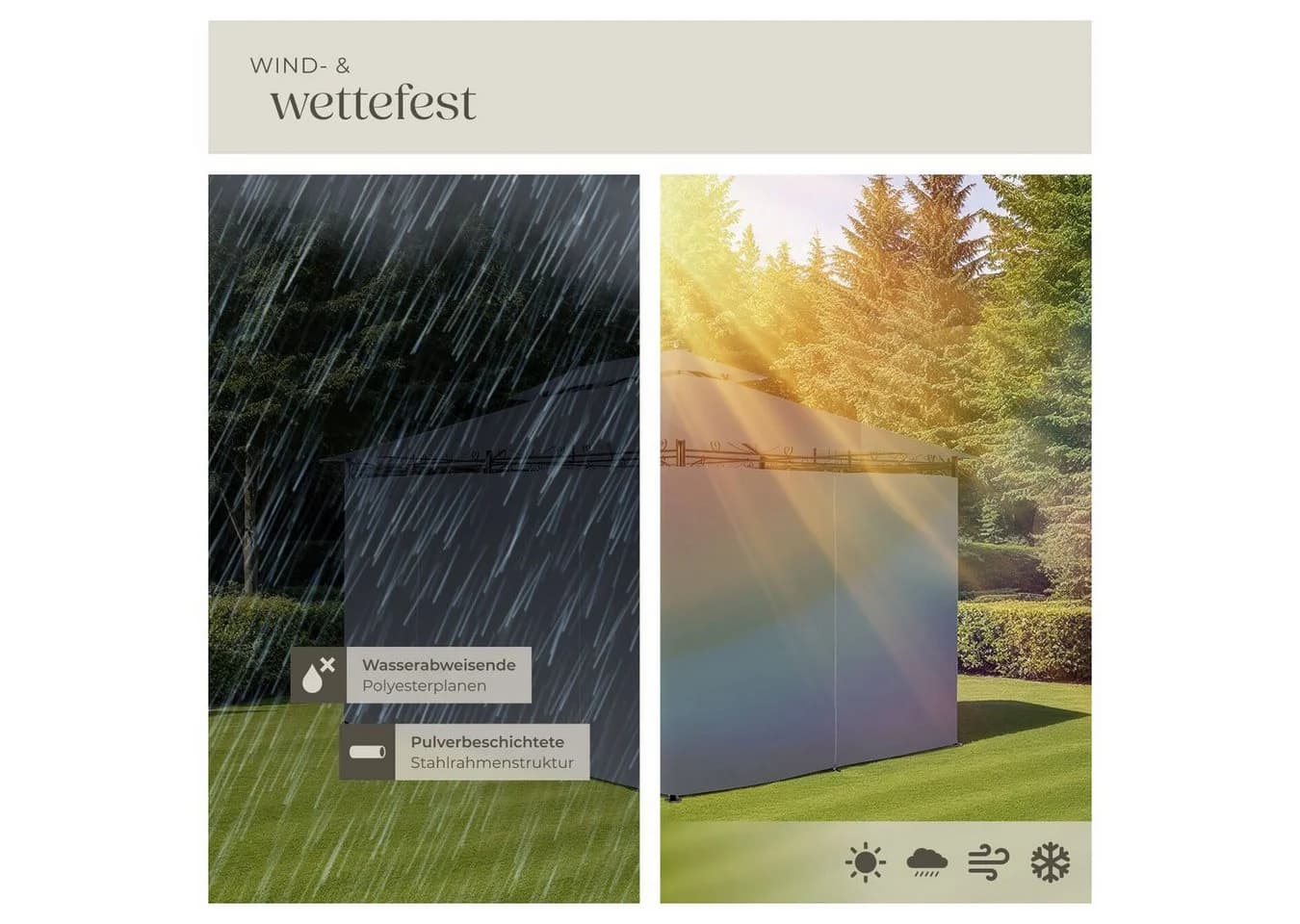 tectake® Gartenpavillon 4 x 3 m Doppeldachsystem - Bild 5