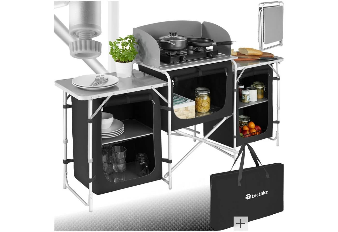 tectake Campingtisch XXL mit Aluminiumgestell und 5 Fächern - Bild 3