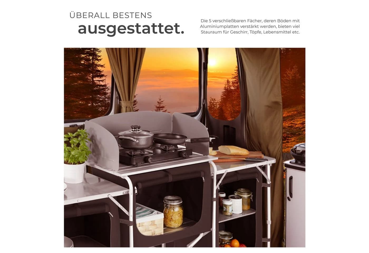 tectake Campingtisch XXL mit Aluminiumgestell und 5 Fächern - Bild 5