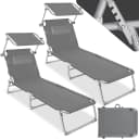 tectake Gartenliege Chloé 2-tlg. Grau mit Sonnendach & verstellbarer Lehne Bild 1
