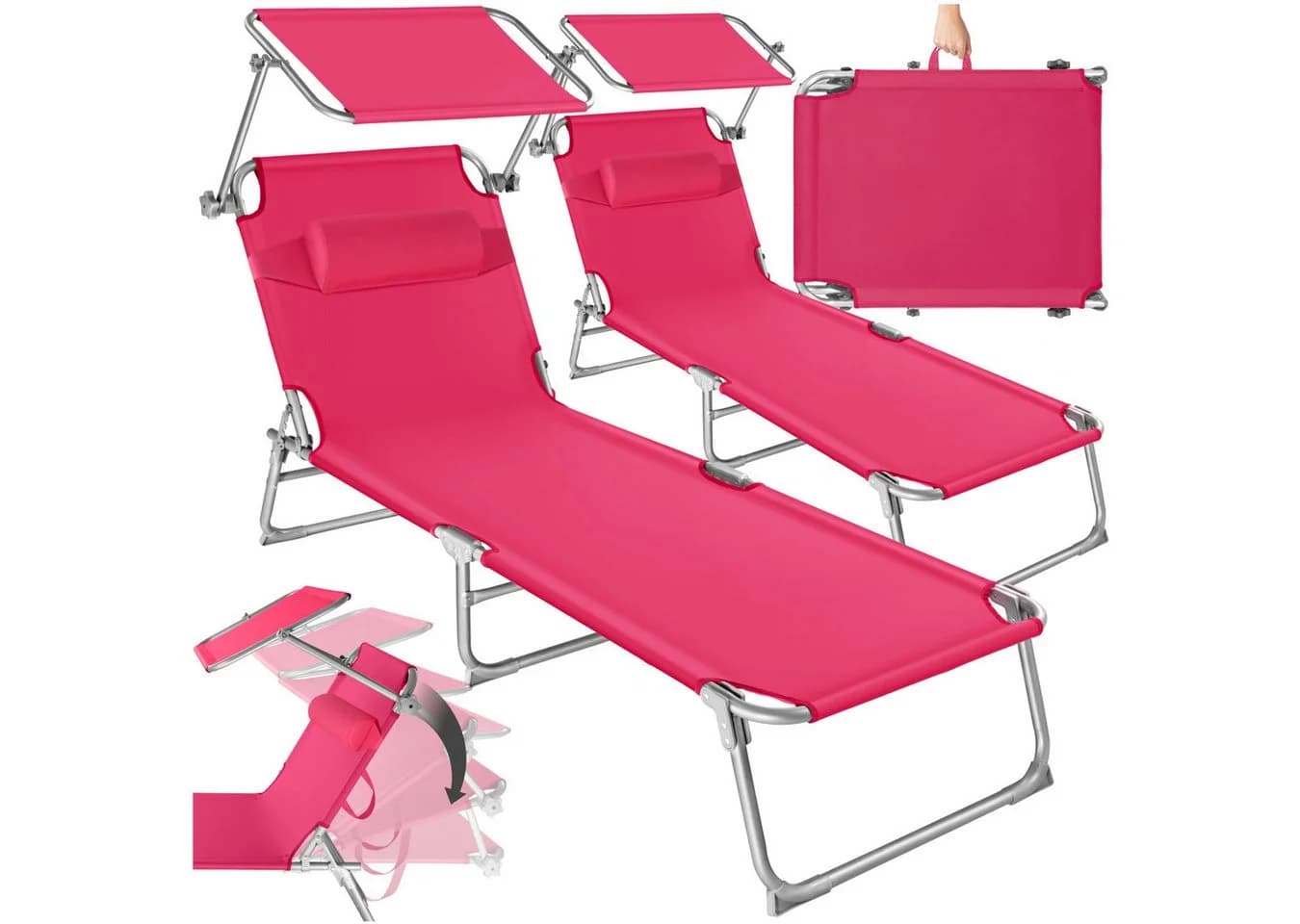 TECTAKE Gartenliege Chloé Rosa mit Sonnendach und verstellbarer Lehne - Bild 2