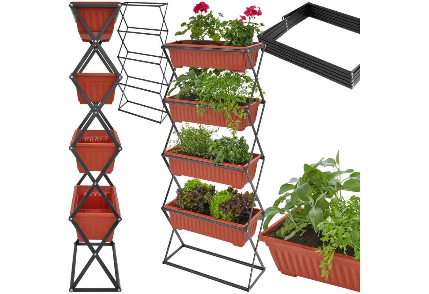 tectake Vertikalbeet mit 4 Pflanzkästen Platzsparend - Bild 2