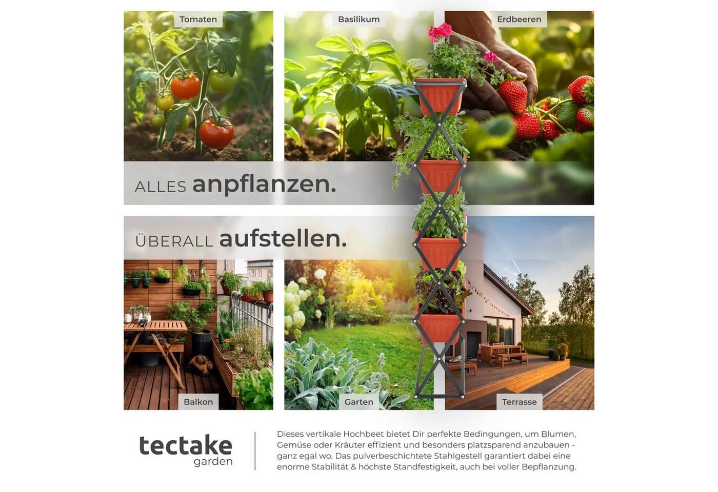 tectake Vertikalbeet mit 4 Pflanzkästen Platzsparend - Bild 5