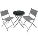 tectake Bistro-Set 3-tlg. Grau Stahl Klappbar mit Glasplatte Bild 1