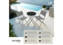 tectake Bistro-Set 3-tlg. Grau Stahl Klappbar mit Glasplatte Bild 2
