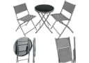 tectake Bistro-Set 3-tlg. Grau Stahl Klappbar mit Glasplatte Bild 3