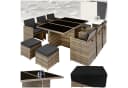 tectake Sitzgruppe New York 12-tlg. Aluminium Poly Rattan mit Glasplatte Bild 3