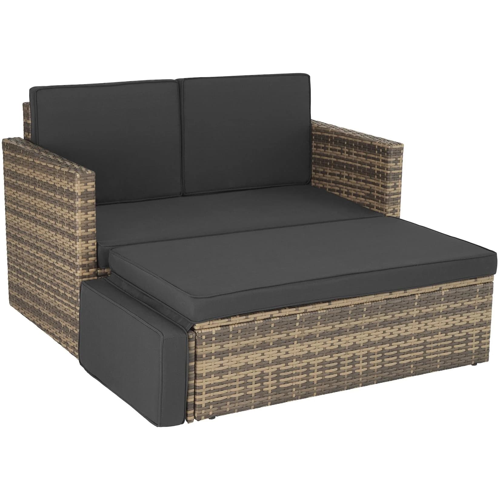 tectake Loungeset Rattan Lounge Korfu UV-beständig mit Kissen