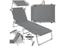 tectake Gartenliege Grau mit Sonnendach & Verstellbarer Lehne Bild 3