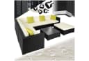 TECTAKE Loungeset Marbella 8-tlg. Schwarz mit Glasplatte & Kissen Bild 3