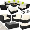 TECTAKE Loungeset Las Vegas 12-tlg. Schwarz Poly Rattan Aluminium Bild 1