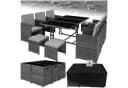 tectake Sitzgruppe Rattan 12-tlg. Grau/Beige Poly Rattan mit Kissen Bild 3