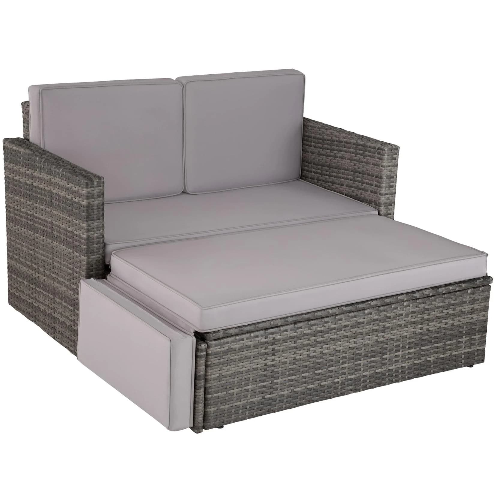 Loungeset aus Polyrattan, UV-beständig, Farbe Rattan