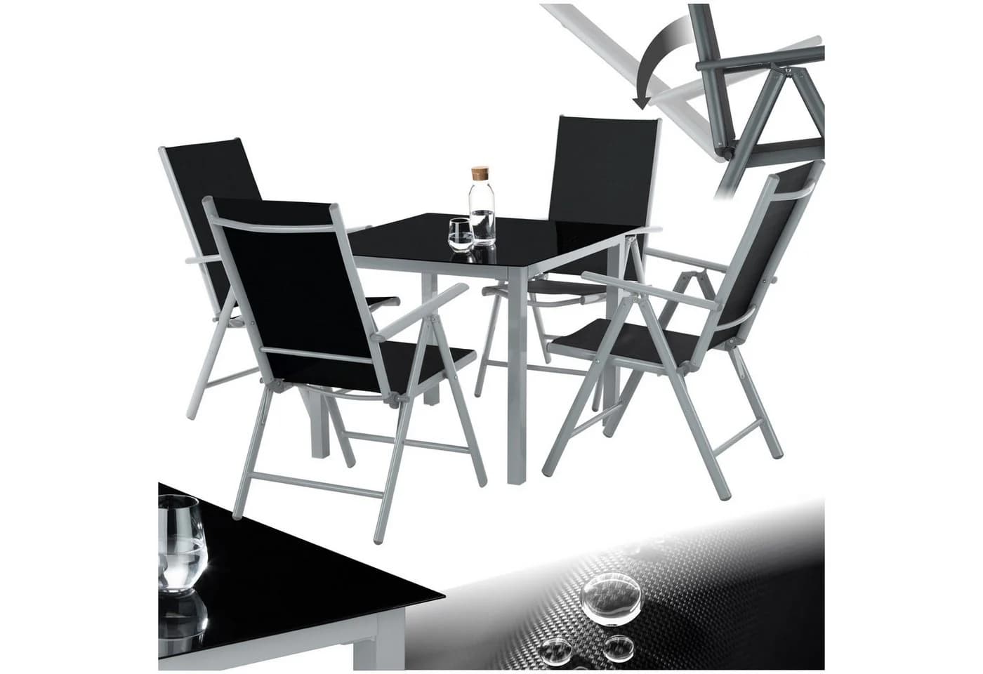 tectake Aluminium Sitzgruppe wetterfest UV-beständig mit Glasplatte - Bild 3