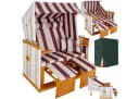 tectake Strandkorb 2-Sitzer mit Polster verstellbar inkl. Schutzhülle rot/weiß Bild 3