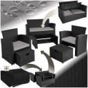 TECTAKE Sitzgruppe Rattan 6-tlg. Schwarz/Grau Poly Rattan Bild 1