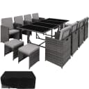 TECTAKE Sitzgruppe Rattan 12-tlg. Grau Poly Rattan Würfelsystem Bild 1