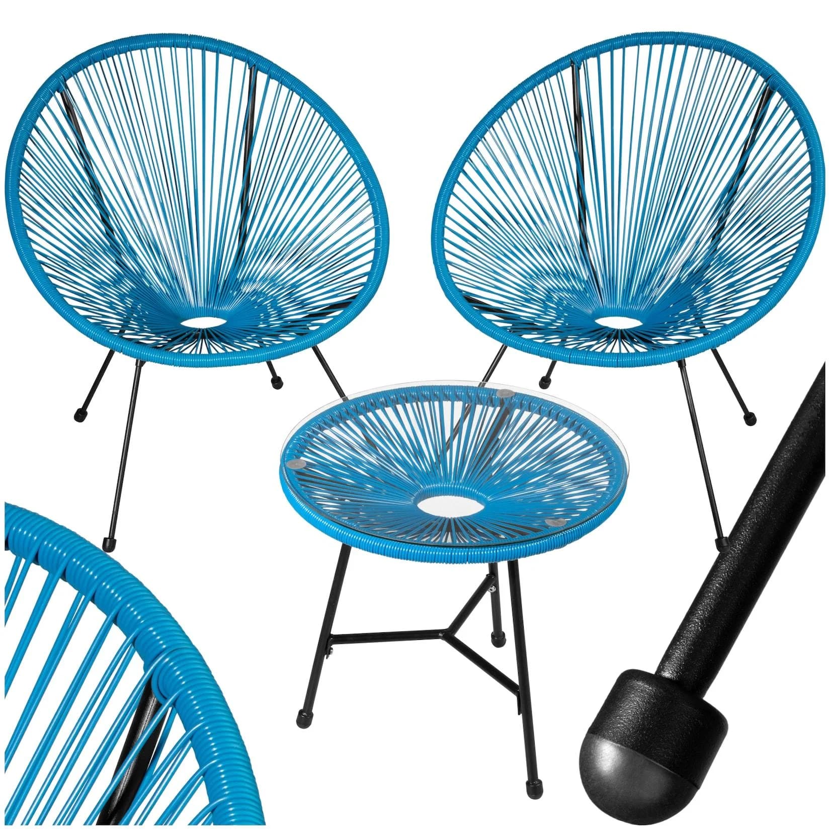 TecTake 2 Gartenstühle Santana Retro-Design UV-beständig