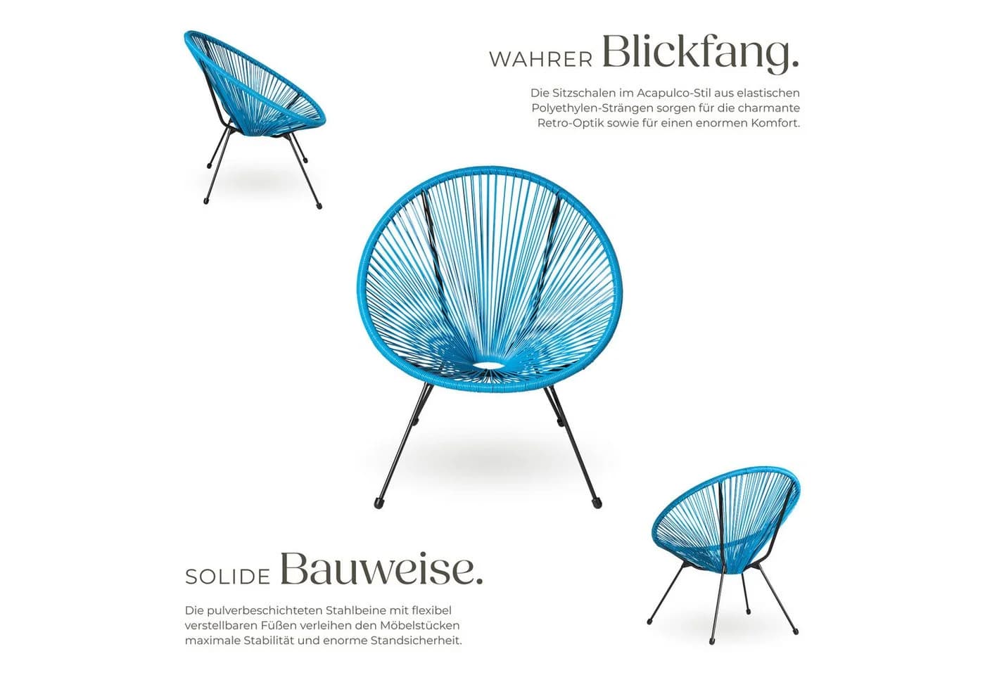 TecTake 2 Gartenstühle Santana Retro-Design UV-beständig - Bild 4
