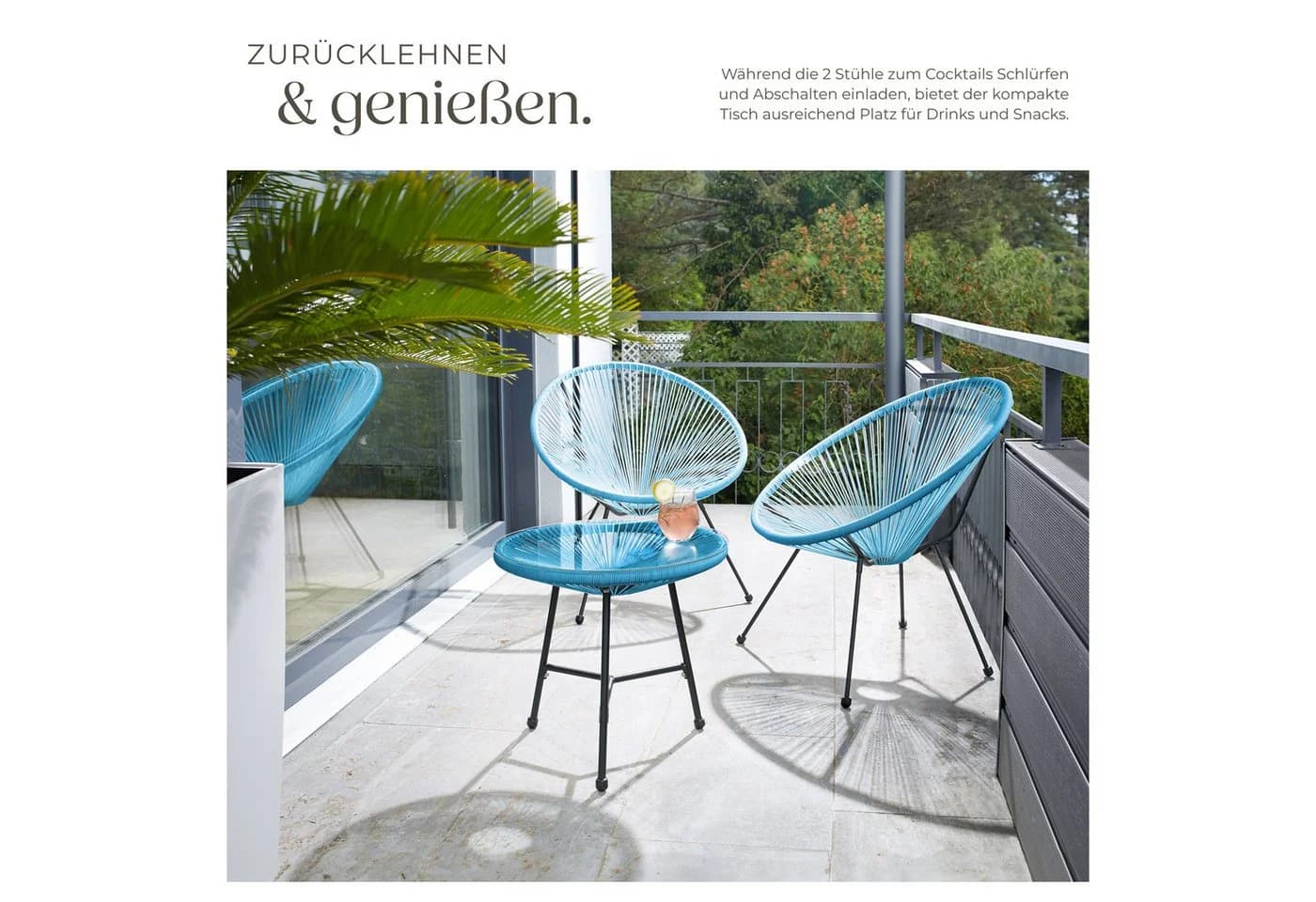 TecTake 2 Gartenstühle Santana Retro-Design UV-beständig - Bild 5