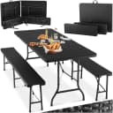 tectake Campingtisch Vani 3-tlg. Klappgarnitur mit Rattanoptik Bild 1