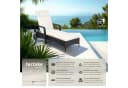 tectake Gartenliege Rattan Schwarz/Beige mit verstellbarer Lehne Bild 2