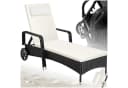 tectake Gartenliege Rattan Schwarz/Beige mit verstellbarer Lehne Bild 3