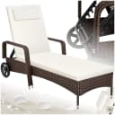 tectake Gartenliege Rattan mit verstellbarer Rückenlehne und Rädern Bild 1