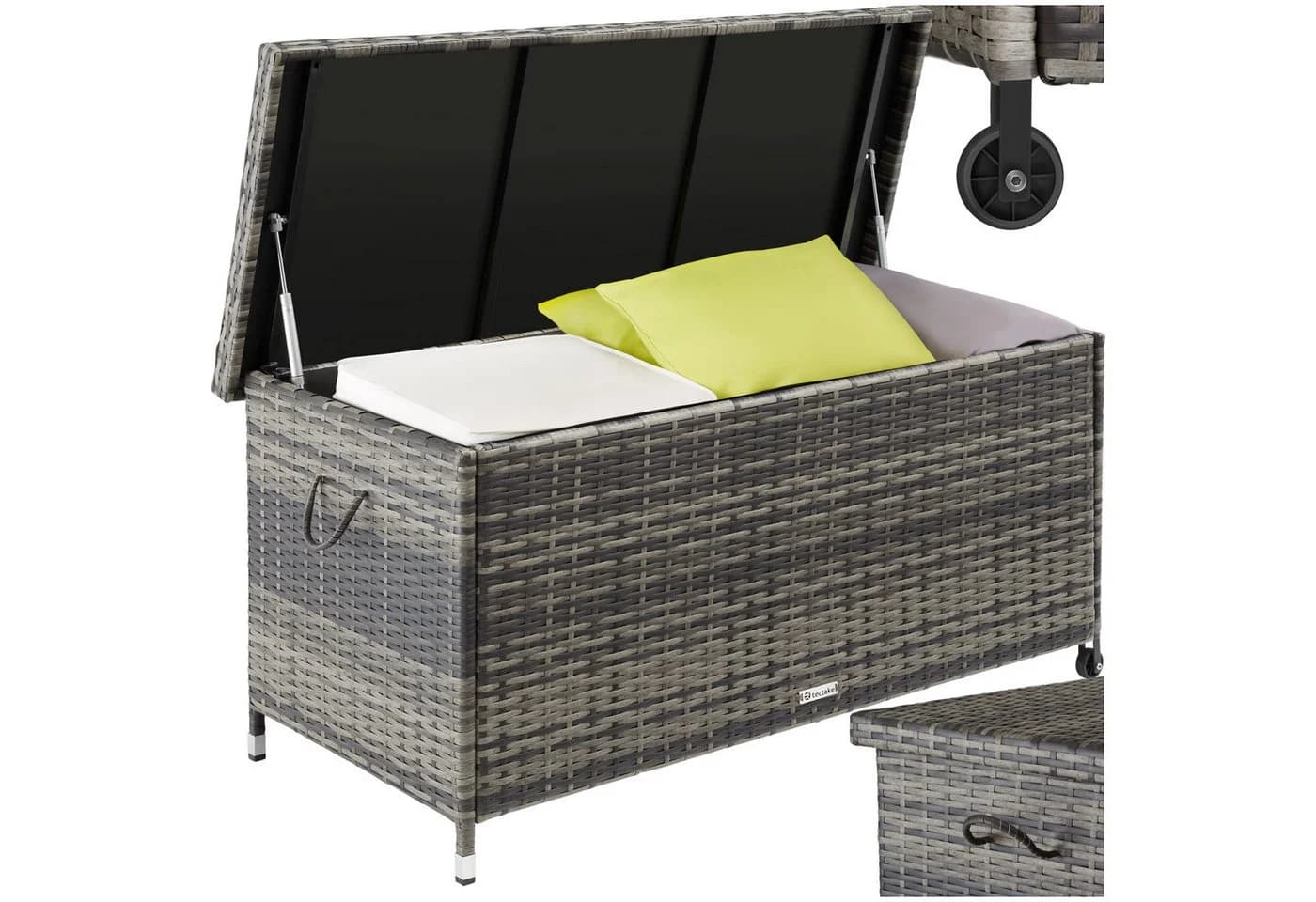 tectake Gartenbox Auflagenbox 270L Grau Polyrattan mit Rollen - Bild 3