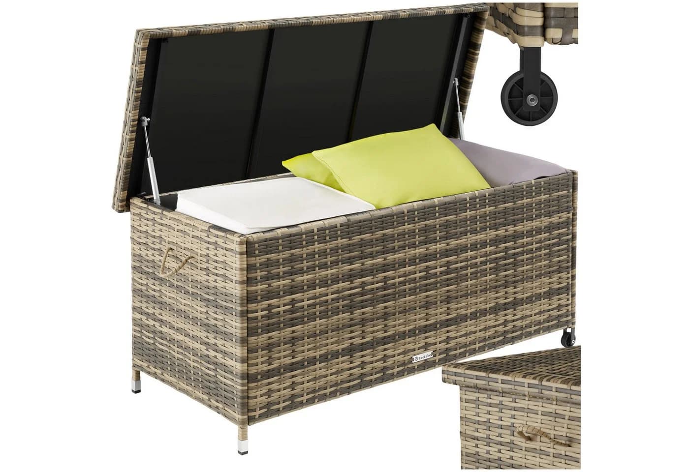 tectake Gartenbox Kiruna 270L mit Rattangeflecht und Rollen - Bild 3