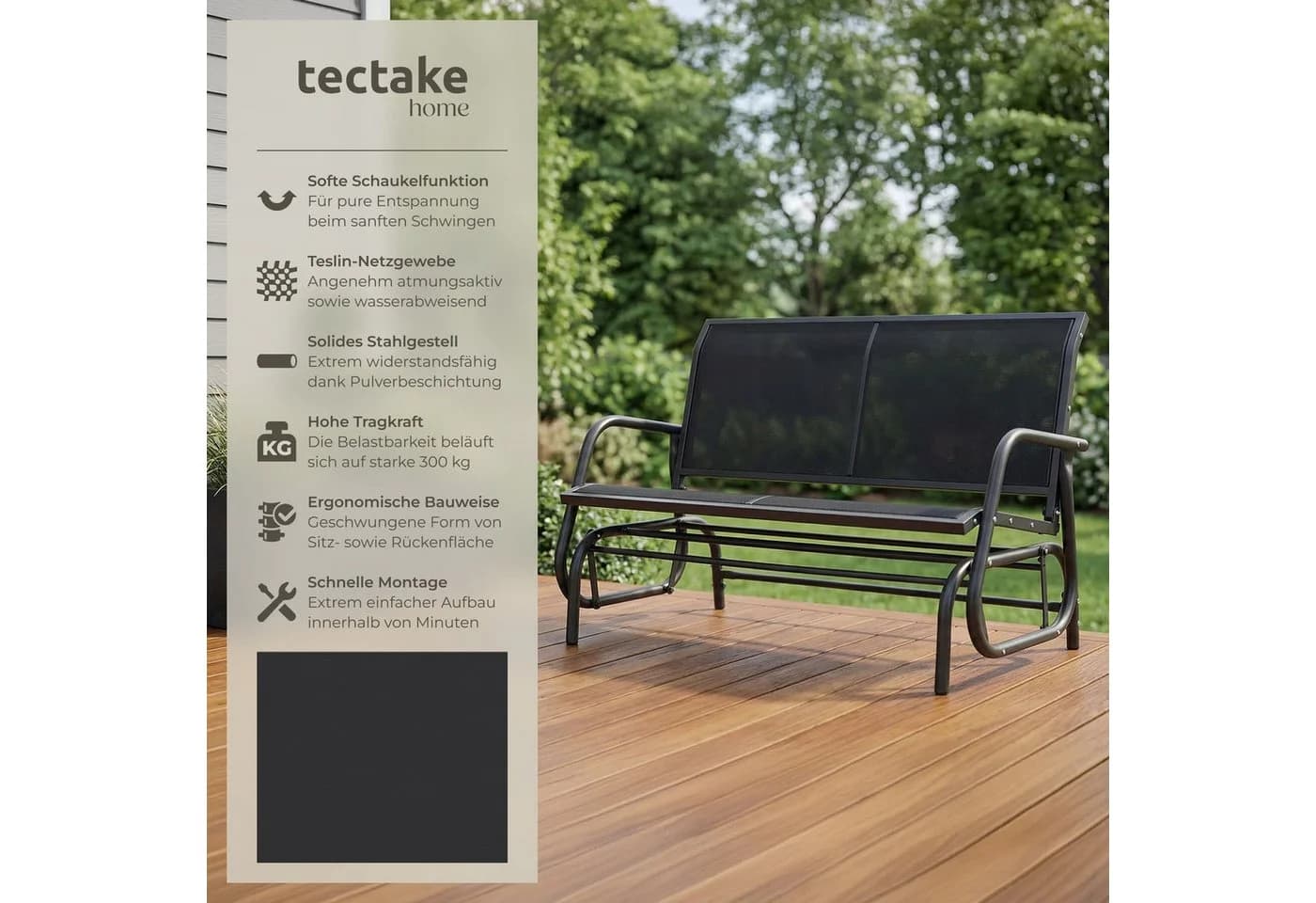 tectake Gartenbank Schaukelbank 2-Sitzer Greta - Bild 2
